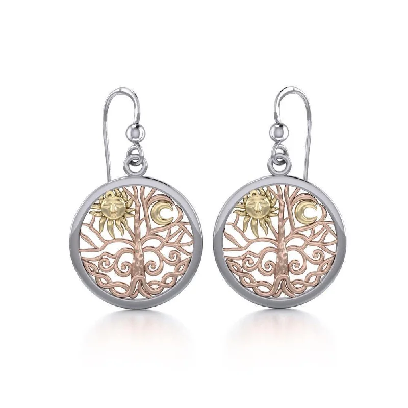 colorful earrings for women -Celtic Tree of Life Three Tone Earrings OER060