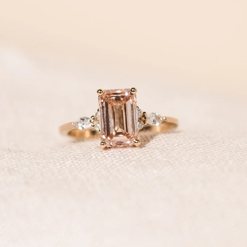 luxury diamond solitaire engagement rings -Willow Pink Emerald Lab Grown Diamond Ring