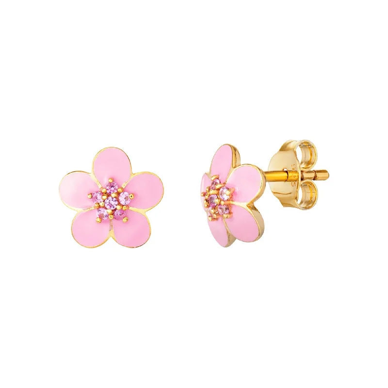 luxury earrings for women -Coloured Cubic Zirconia Flower Earrings - Sterling Silver