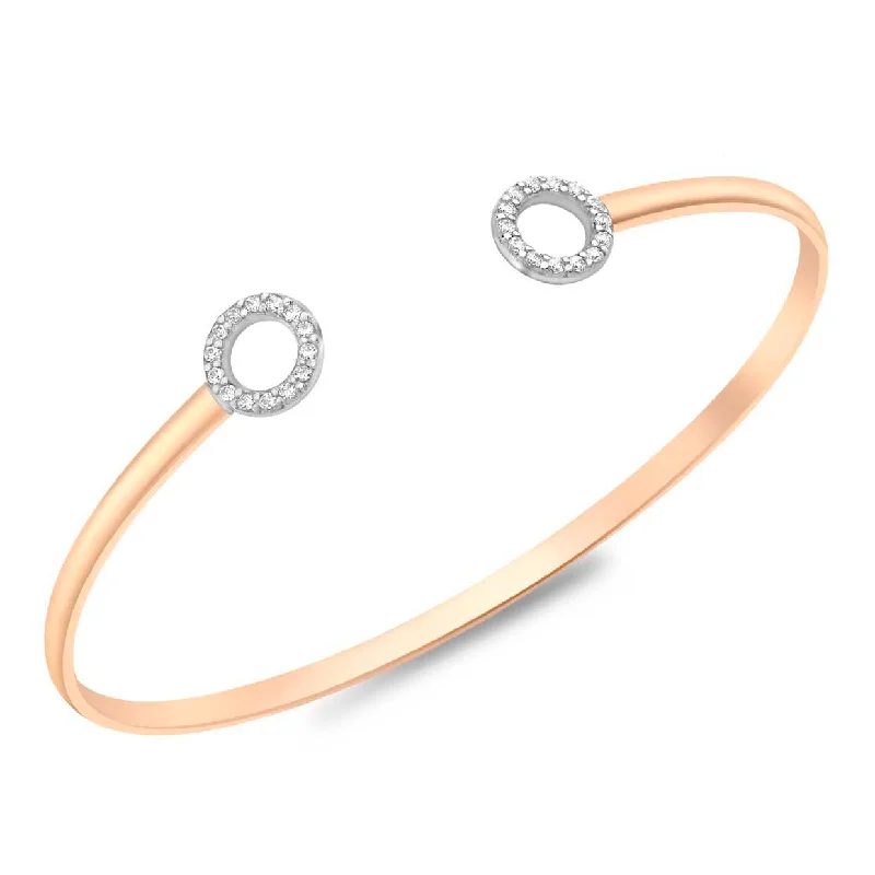 silver chain bracelets for women -9K Yellow Gold Cubic Zirconia Circle Bangle