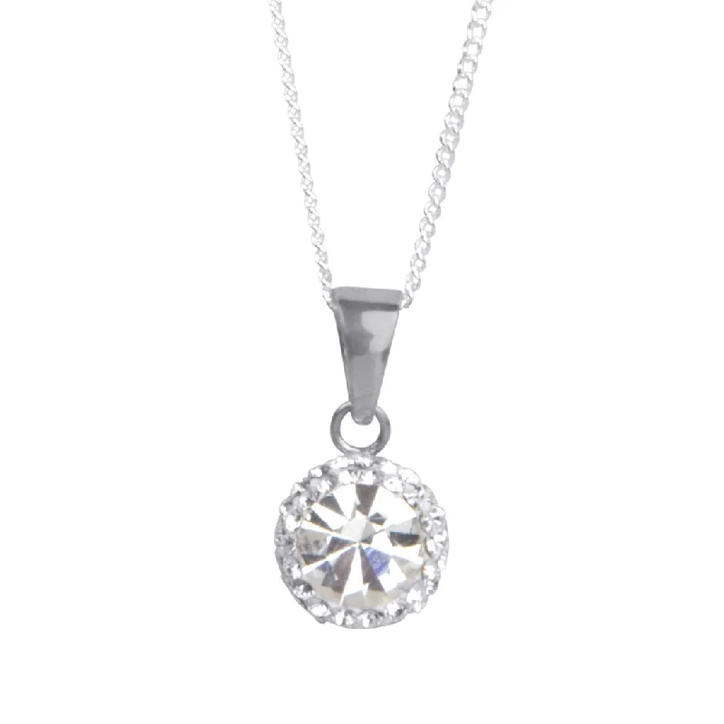 personalized engraved necklaces for women -Sterling Silver White Crystal April Birthstone Necklace