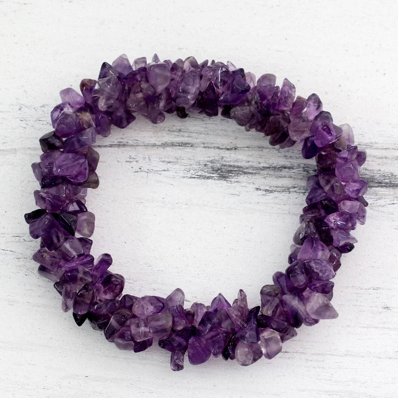 women’s matching bangles -Lilac Muse Amethyst Stretch Bracelet