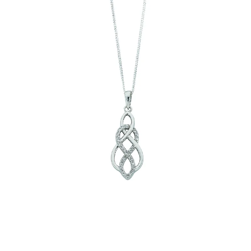 sterling silver necklaces for women -Sterling Silver Cubic Zirconia Interlinked Infinity Necklace