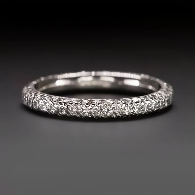 fancy engagement rings -1.20ct DIAMOND ETERNITY RING PLATINUM 3 SIDE WEDDING BAND NATURAL ROUND CUT