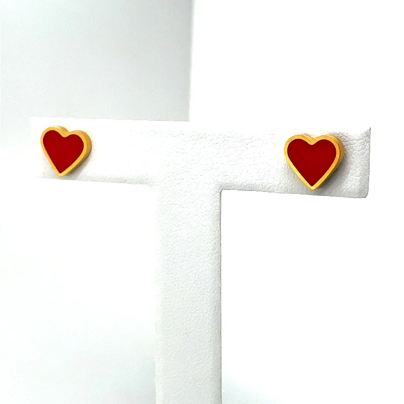 fashion-forward earrings for women -Stainless Steel Gold Plated Heart Stud Earrings Ref: EA610801G