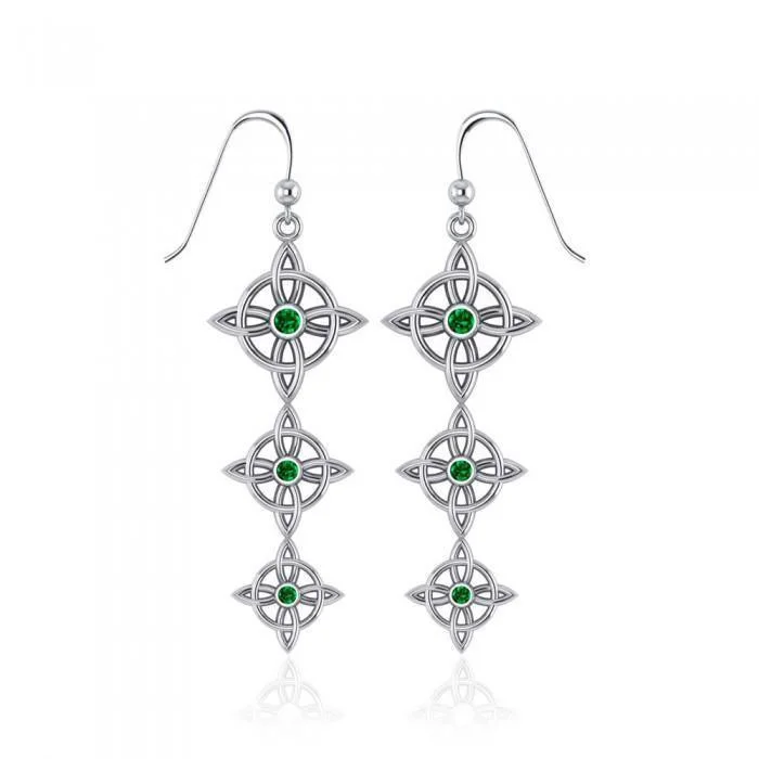 chandelier earrings for women -Danu Silver Quaternary Knot Earrings TER552