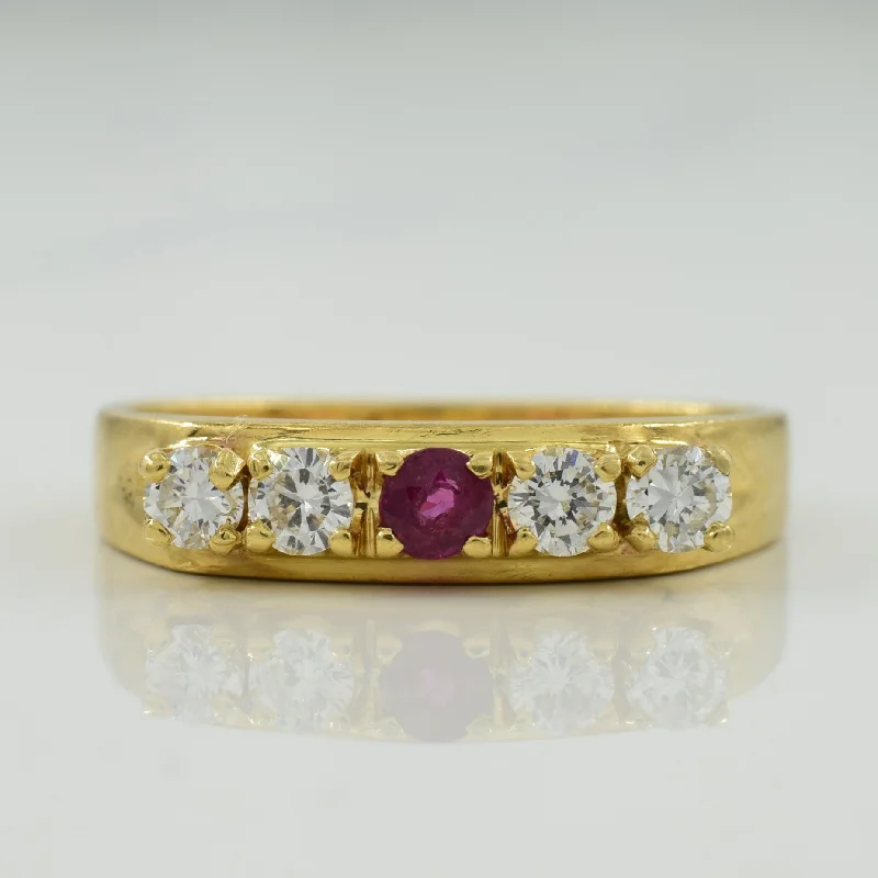 Ruby & Diamond Five Stone Ring | 0.10ct, 0.30ctw | SZ 5.75 |