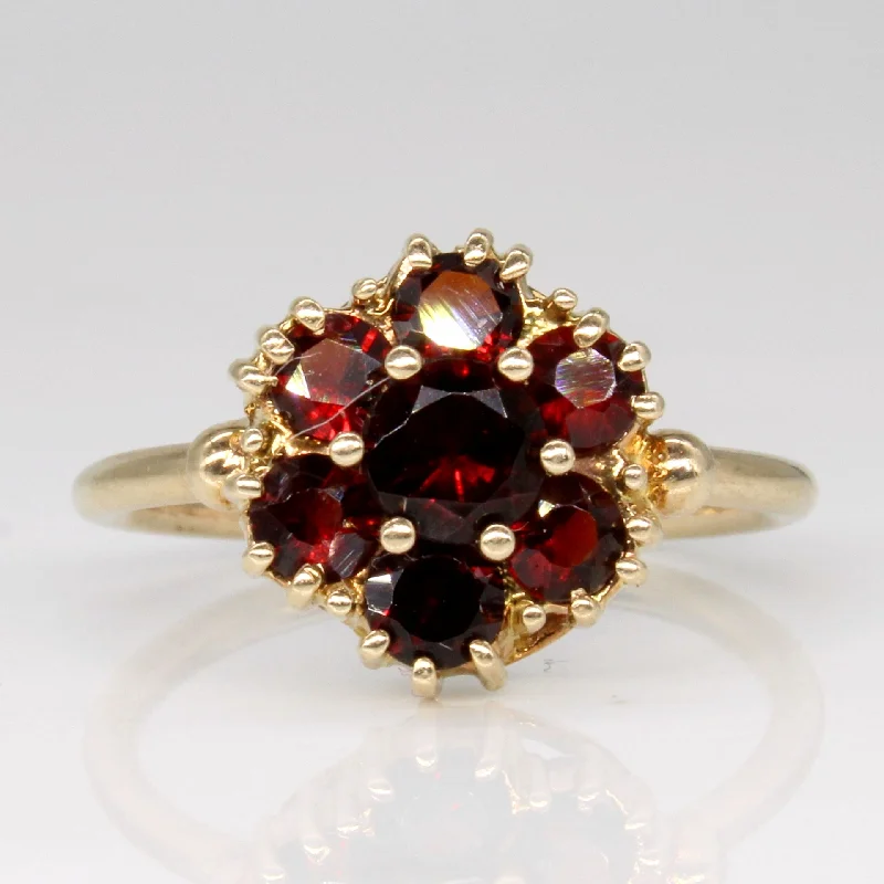 Garnet Cluster 10k Ring | 1.65ctw | SZ 8 |