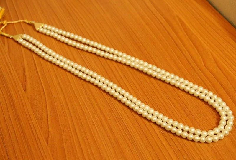 modern necklaces for women -2 Line Pearl Long Necklace Set