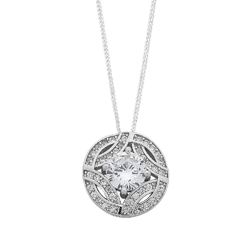 romantic necklaces for women -Sterling Silver Cubic Zirconia Necklace