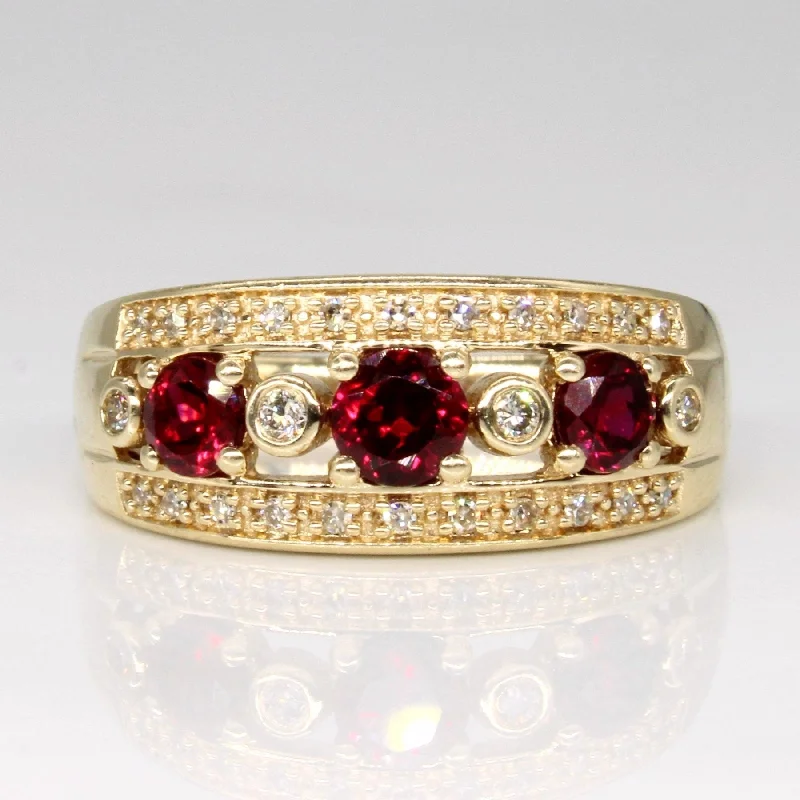 'Michael Hill' Synthetic Ruby & Diamond Ring | 0.70ctw, 0.12ctw | SZ 7.25 |