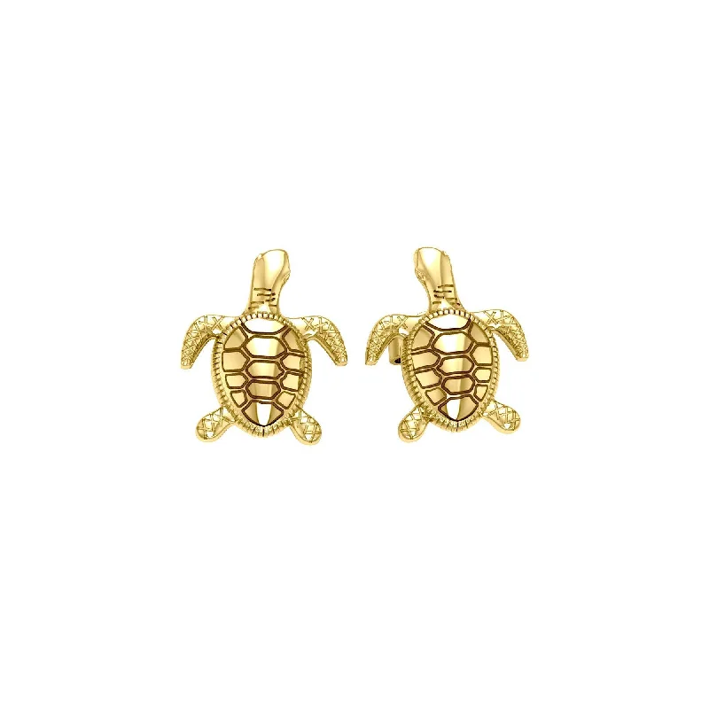 high-end earrings for women -14 Karat Gold Turtle Post Earrings GJE206