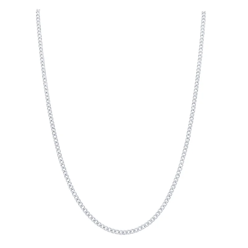 geometric necklaces for women -9ct White Gold Fine Diamond Cut Curb Chain Necklace 50cm