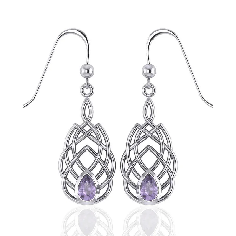 handmade gemstone earrings -Celtic Knotwork Sterling Silver Earrings TE107