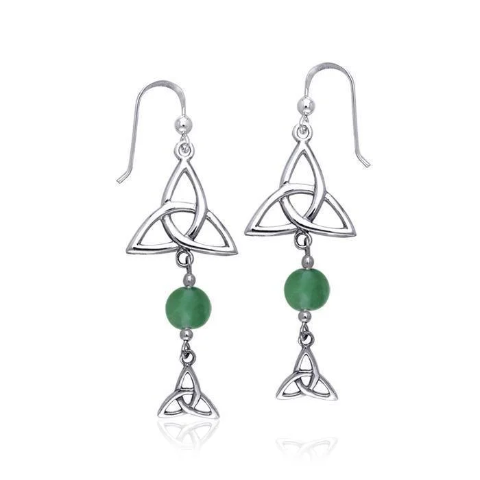 women’s trendy drop earrings -Celtic Knotwork Silver Triquetra Earrings TER158