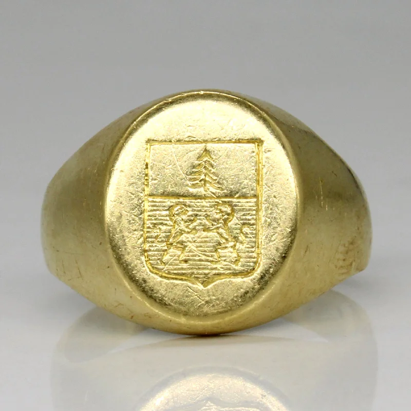 18k Yellow Gold Family Crest Ring | SZ 8.25 |