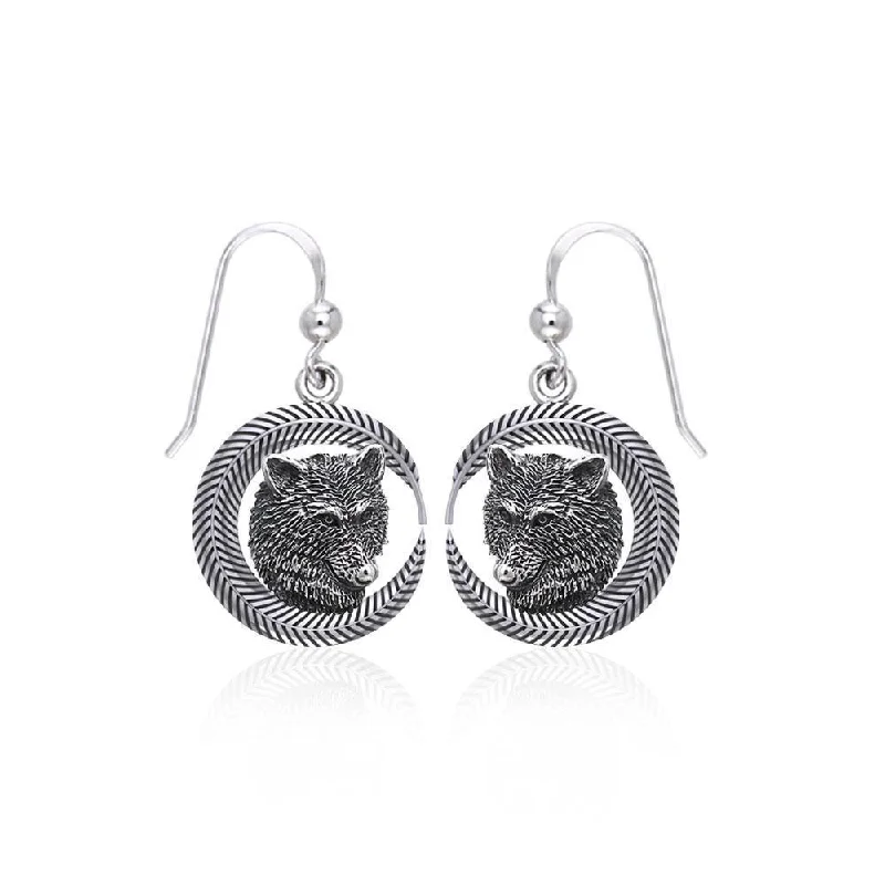 statement gold earrings for women -Wolf Sterling Silver Earrings TER1694