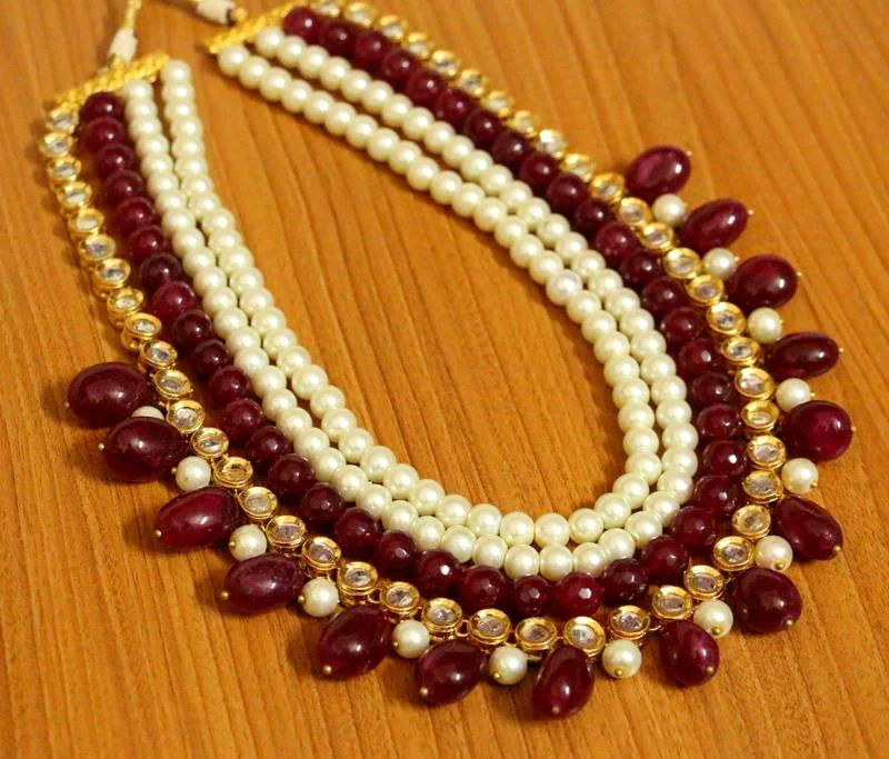 pearl pendant necklaces for women -Red ruby  necklace-sets