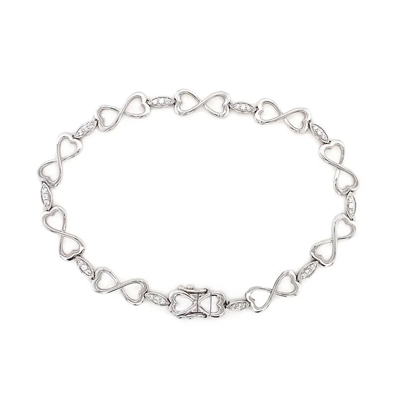 high-quality bangles for women -9K White Gold Diamond Heart Bracelet