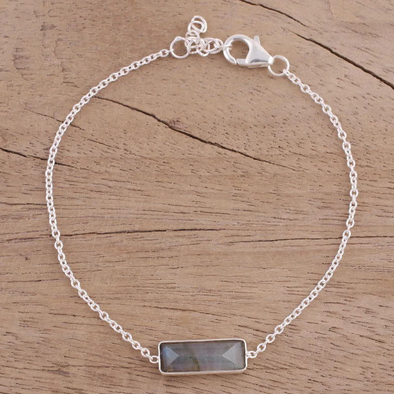 trendy charm bracelets for women -Labradorite & Sterling Silver Prism Bracelet