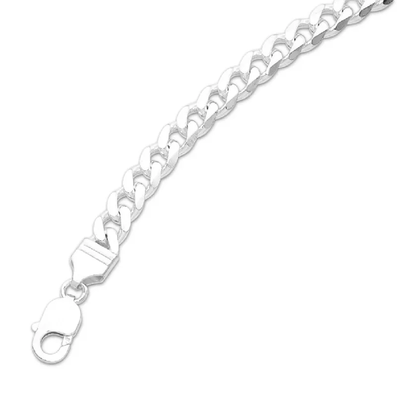 personalized engraved necklaces for women -Sterling Silver Flat Curb Chain Necklace 55cm