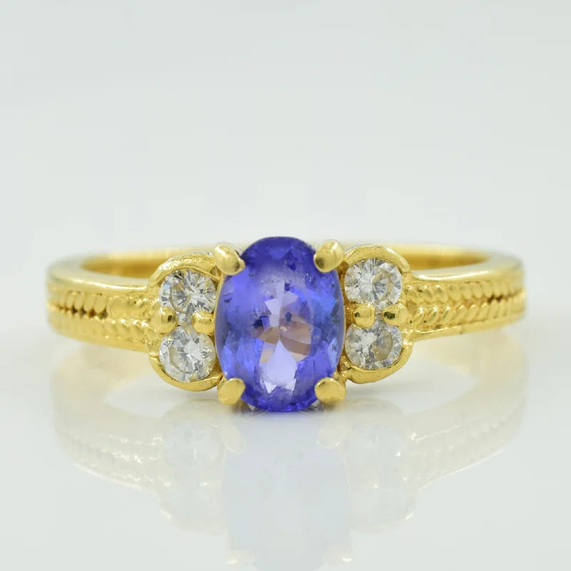 Tanzanite & Diamond Five Stone Ring | 0.75ct, 0.22ctw | SZ 6.75 |