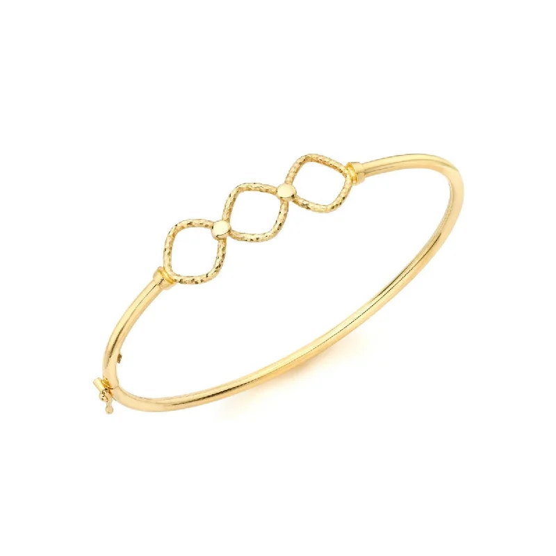 women’s gemstone bangles -9K Yellow Gold Faceted Triple Ring Bangle