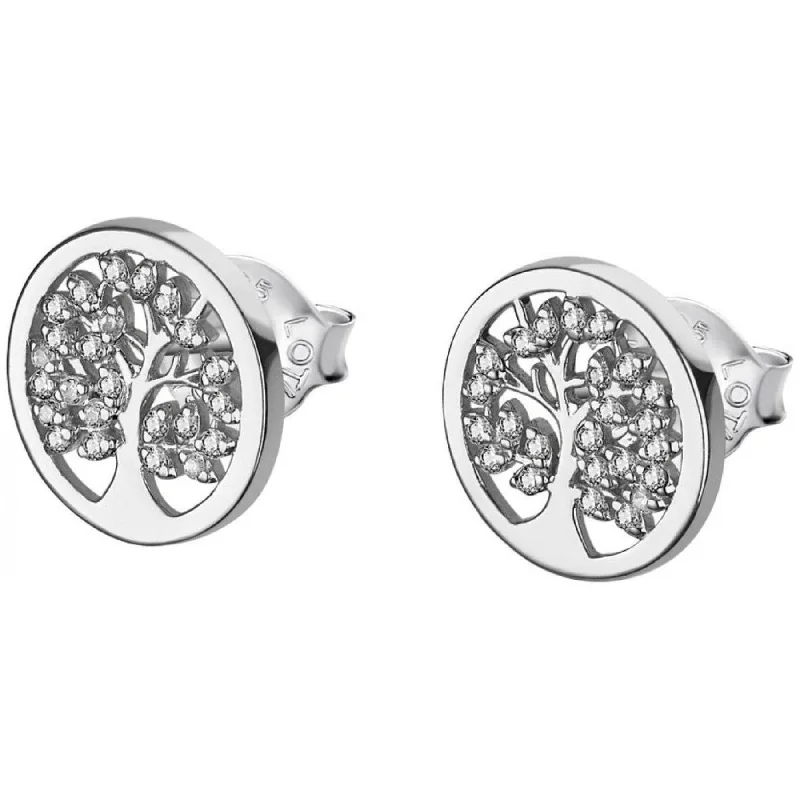 chunky earrings for women -Lotus Tree Of Life Stud Earrings - Sterling Silver