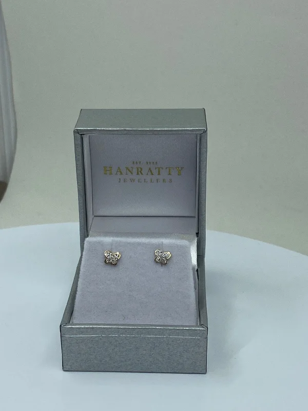 elegant earrings for women -Butterfly cz earrings - 9ct Gold