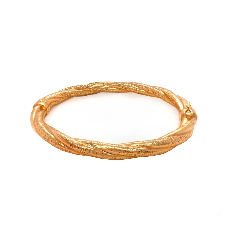 statement bangles for women -9K Yellow Gold Faceted Twist Bangle