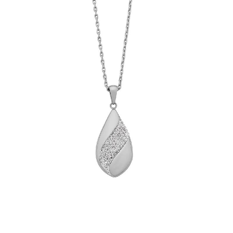 unique charm necklaces for women -Stainless Steel Pave Crystal Teardrop Necklace