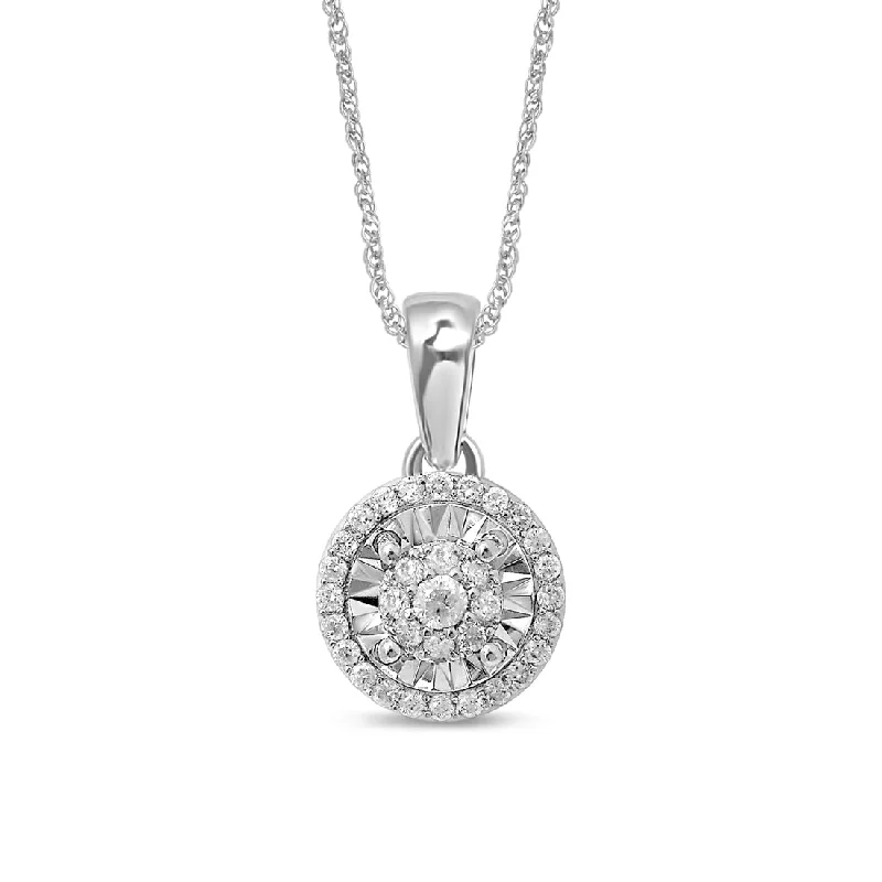 unique necklaces for women -Limited Edition 9ct White Gold 0.25ct Diamond Halo Necklace