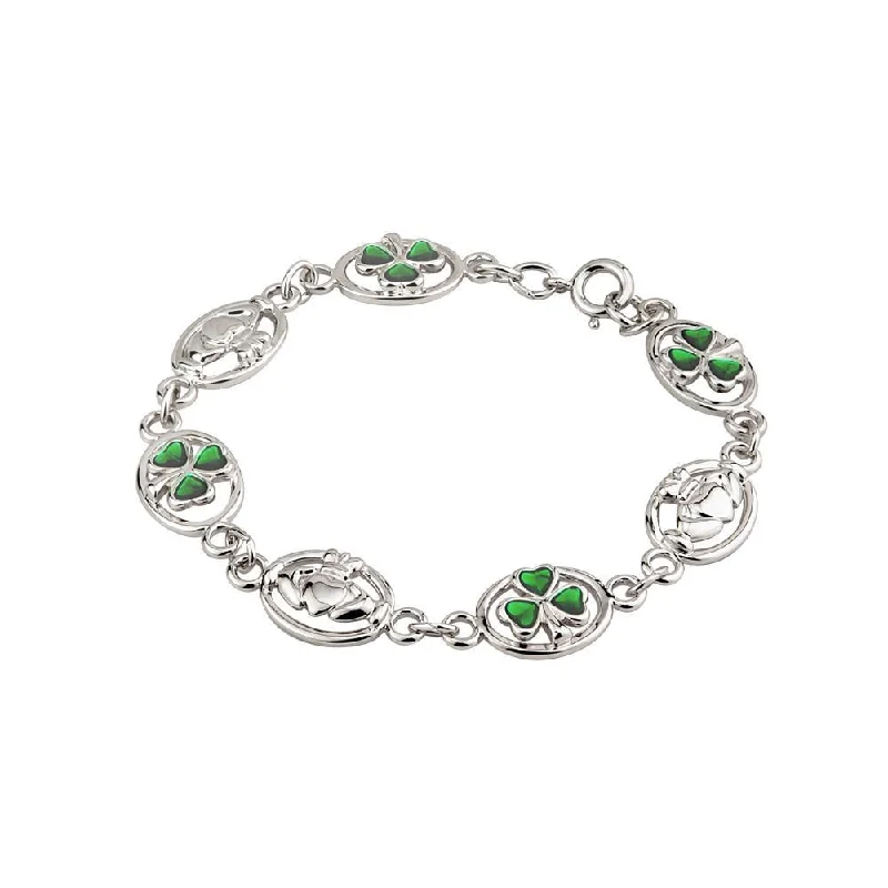 modern bangles for women -Irish Claddagh Bracelet with Shamrocks – A Timeless Gift