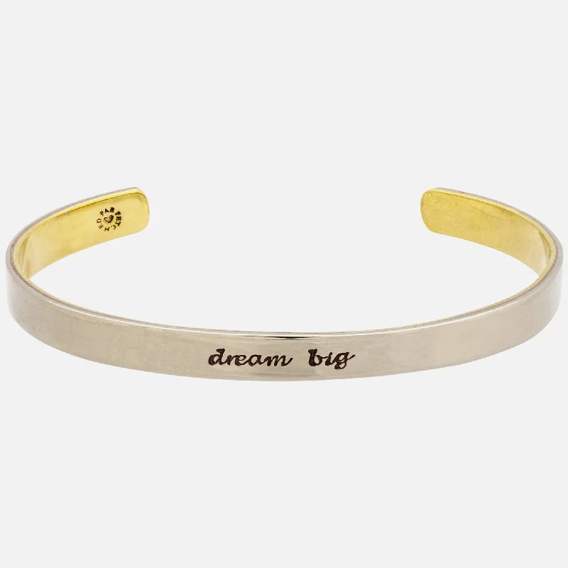 minimalist bangles for women -Dream Big Mixed Metals Cuff Bracelet