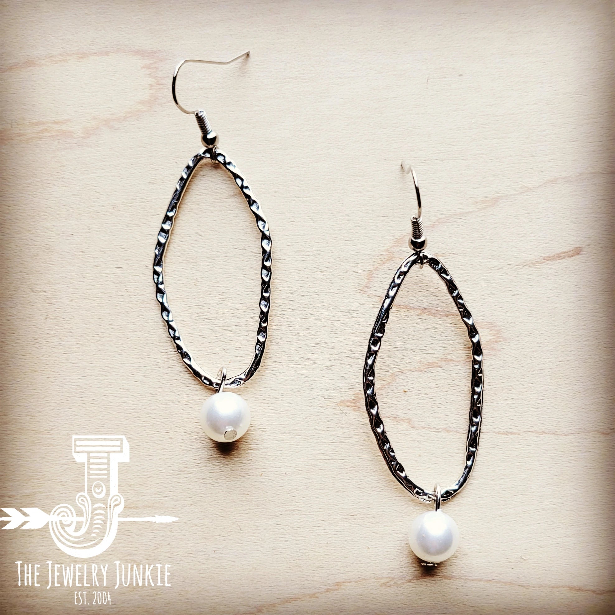 glamorous earrings for women -SILVERONE HOOP EARRINGS WITH PEARL DANGLE