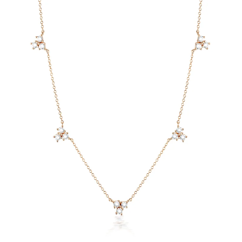 crystal necklaces for women -GEORGINI THE LAYERED EDIT TROIS NECKLACE ROSE GOLD