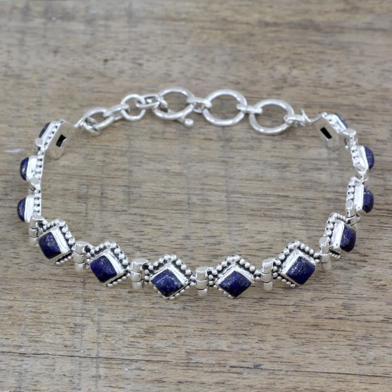 floral bangles for women -Lapis Lazuli & Sterling Silver Tennis Bracelet