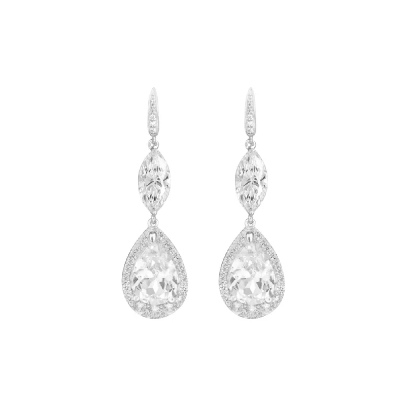 women’s designer earrings -Cubic Zirconia Drop Earrings - Sterling Silver