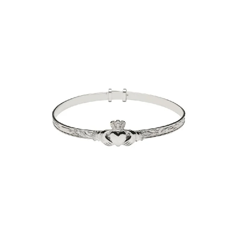 adjustable bracelets for women -Claddagh Bracelet Ladies Sterling Silver Adjustable Made by Our Maker-Partner in Co. Dublin