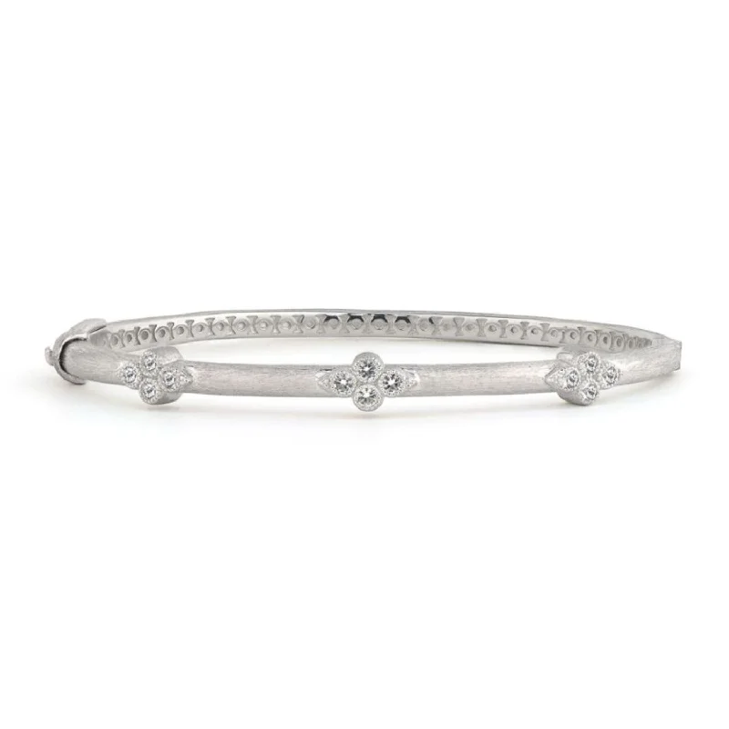 women’s bracelet with charms -Silver White Topaz Quad Bangle Bracelet