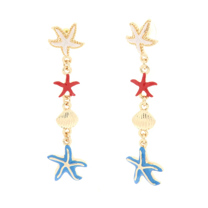 geometric stud earrings for women -Earrings with Starfish and Seashell