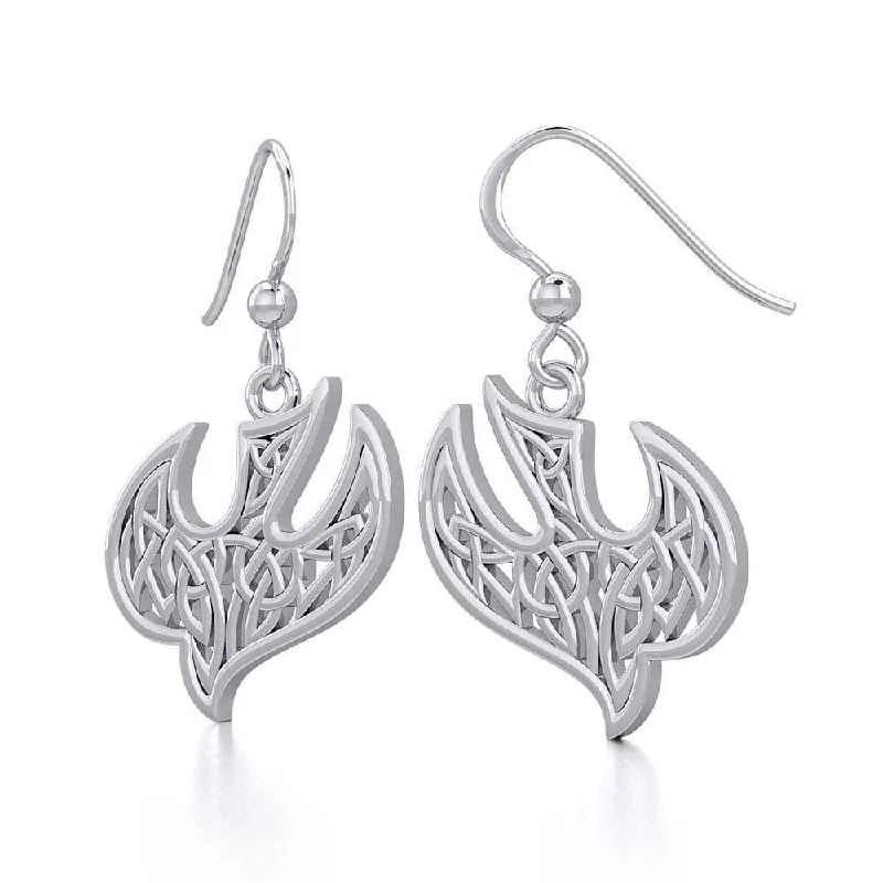 women’s designer earrings -Celtic Knotwork Bird Silver Earrings TER1932