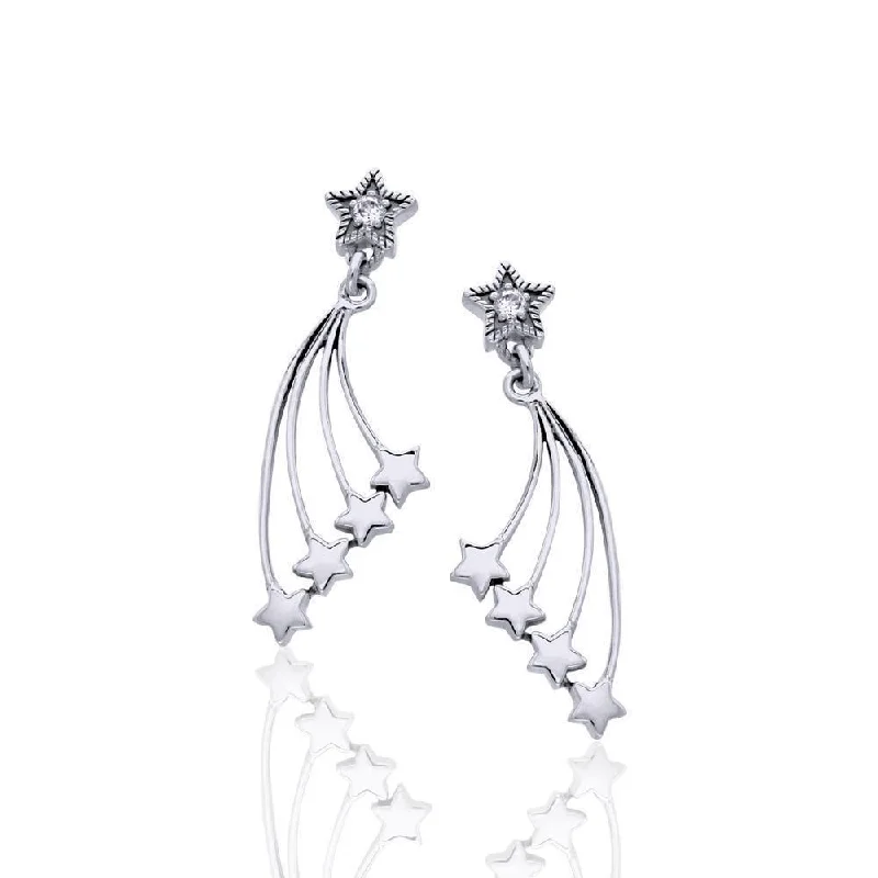 intricate design earrings for women -Wish Upon a Shooting Star ~ Sterling Silver Brilliant Earrings Jewelry TER1230