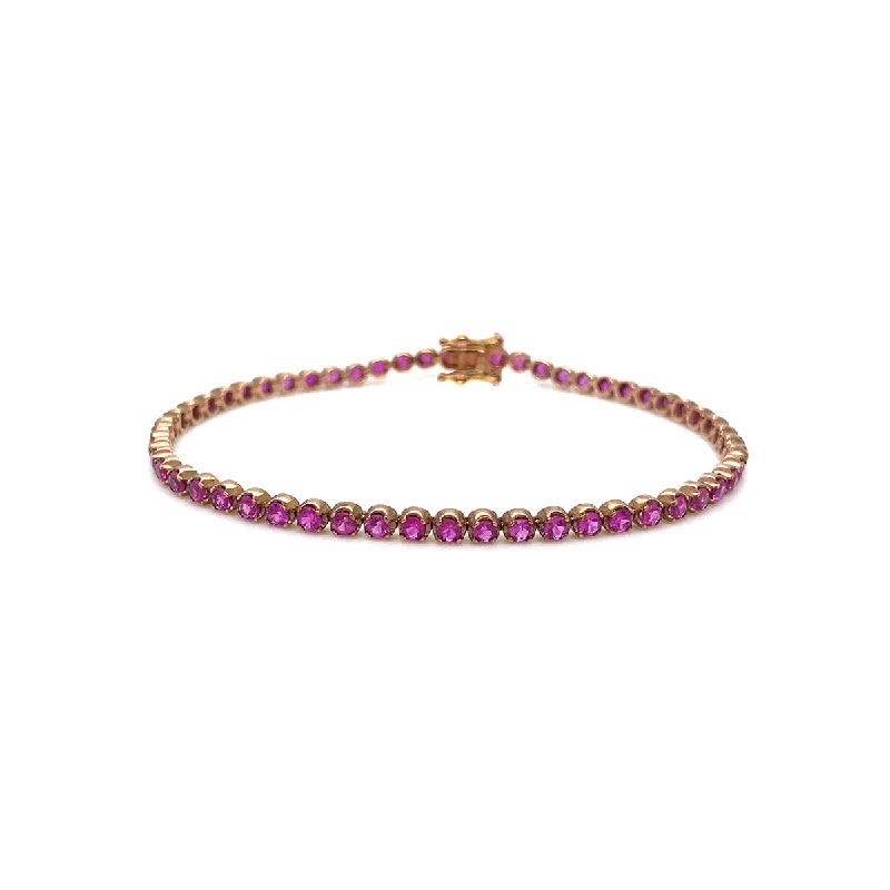 women’s leather bracelets -9K Rose Gold 3.85ct Pink Sapphire Bracelet 7"