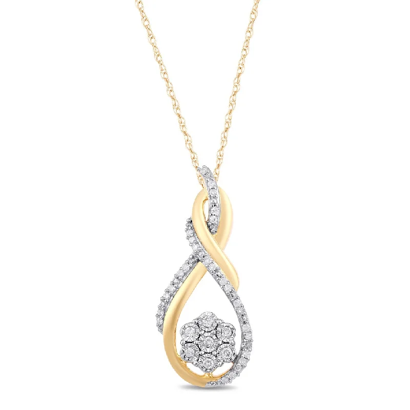 geometric necklaces for women -Miracle Flower Diamond Necklace in 9ct Yellow Gold