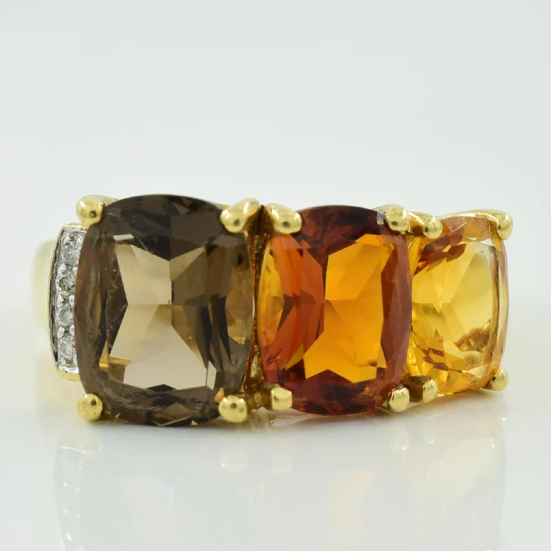 Multi Colour Quartz & Diamond Ring | 3.65ctw, 0.02ctw | SZ 6.75 |