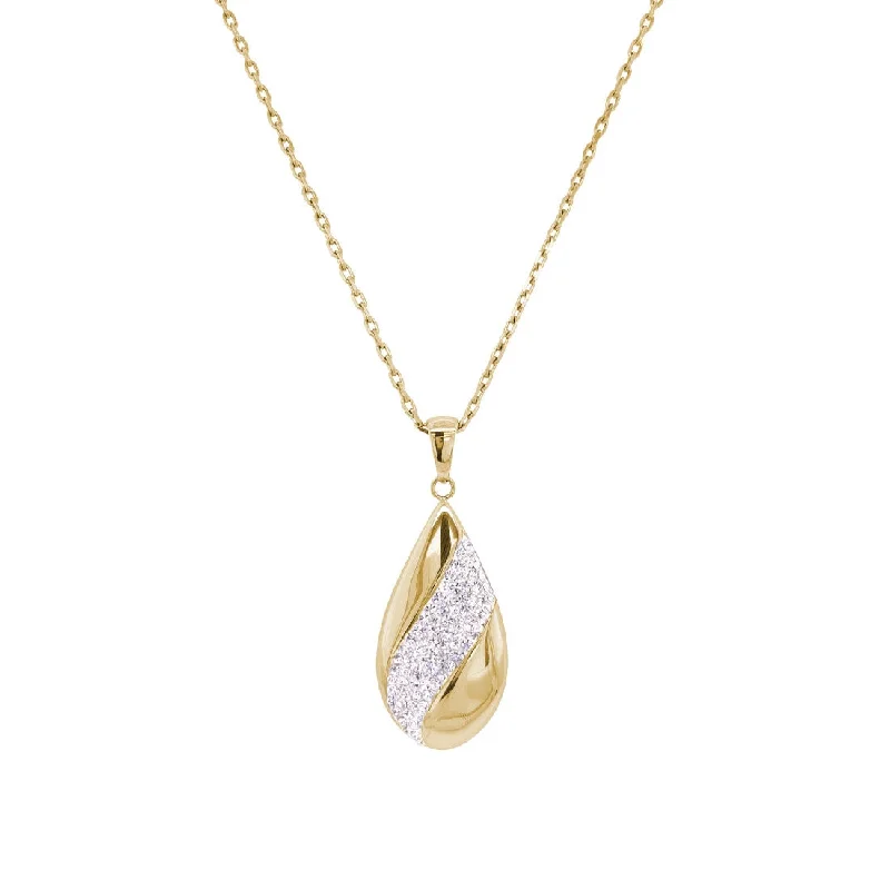 sparkling crystal necklaces for women -Yellow Stainless Steel Pave Crystal Teardrop Necklace