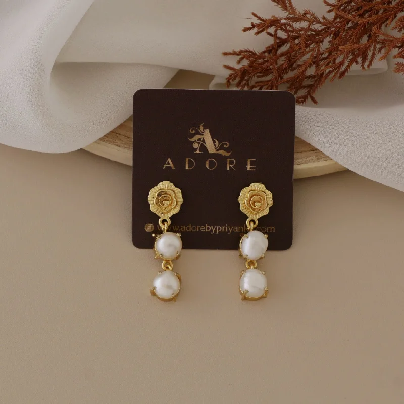 drop earrings for women -Golden Rose Baroque Earring