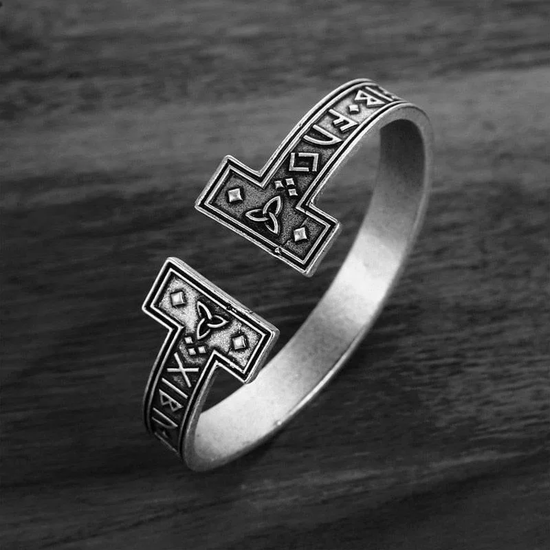 women’s cuff bangles -Viking Runic Cuff Bangle