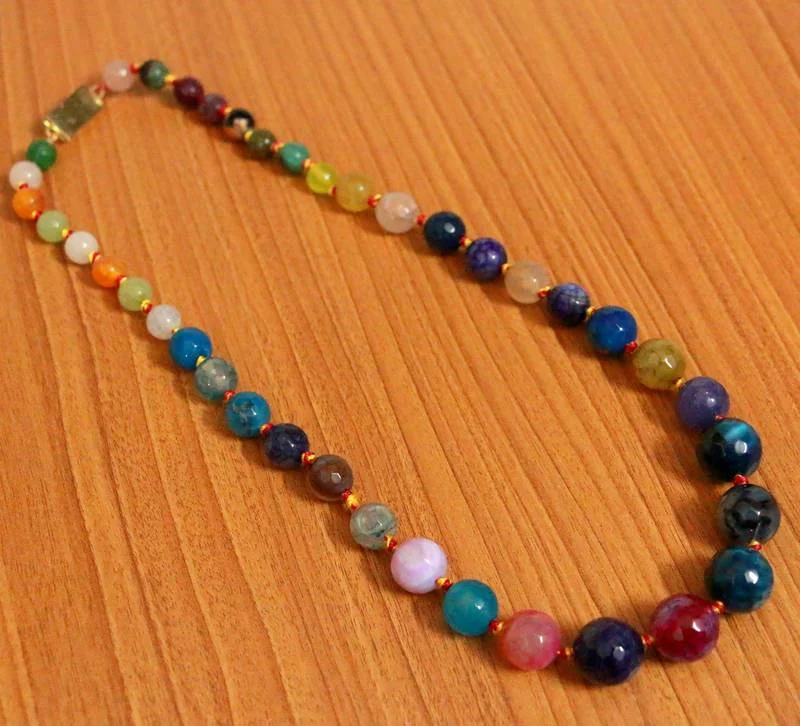 double chain necklaces for women -Multicolour Onyx Bead Indo Western Necklace